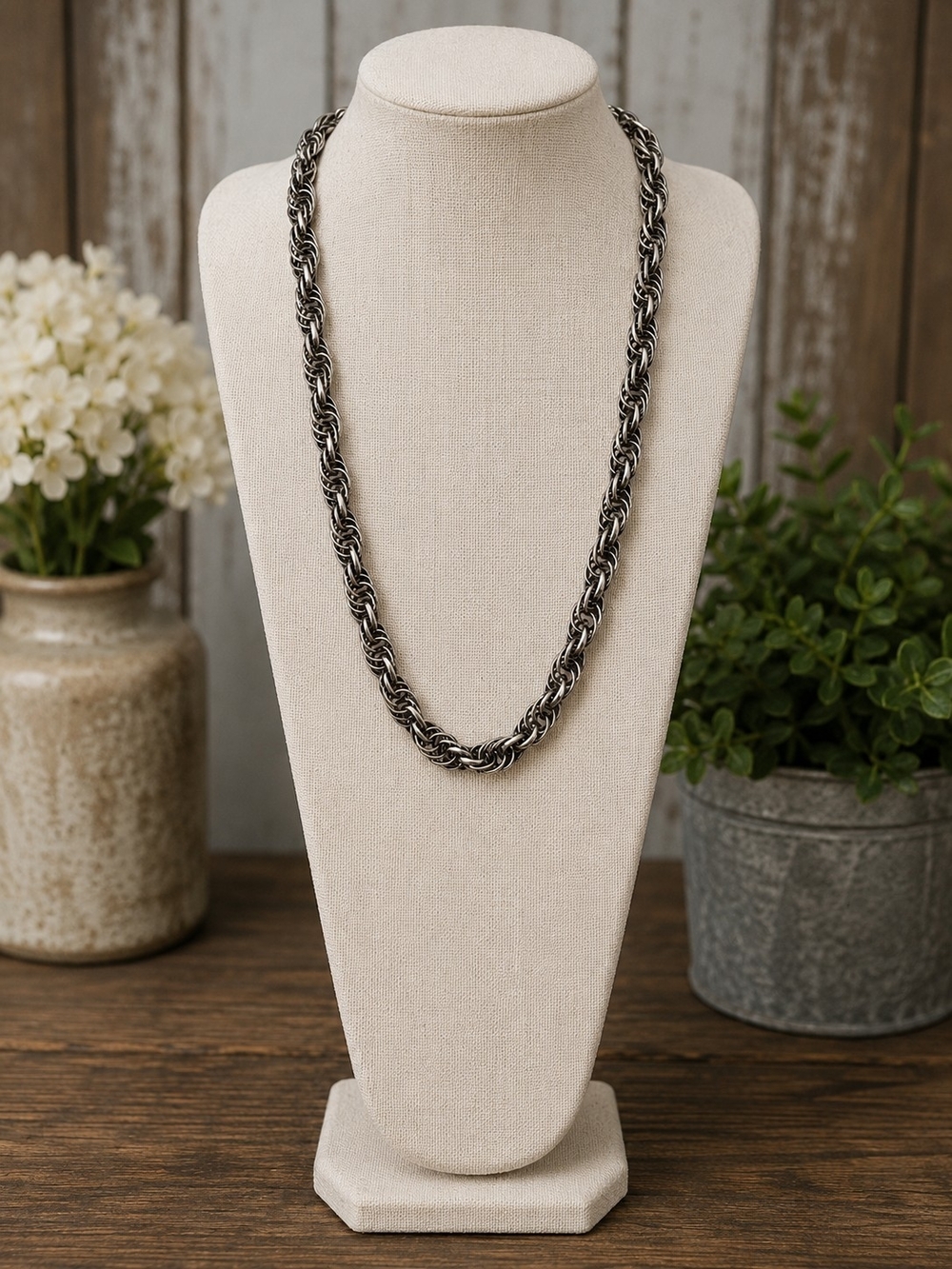Classic Rope Chain Necklace - Silver